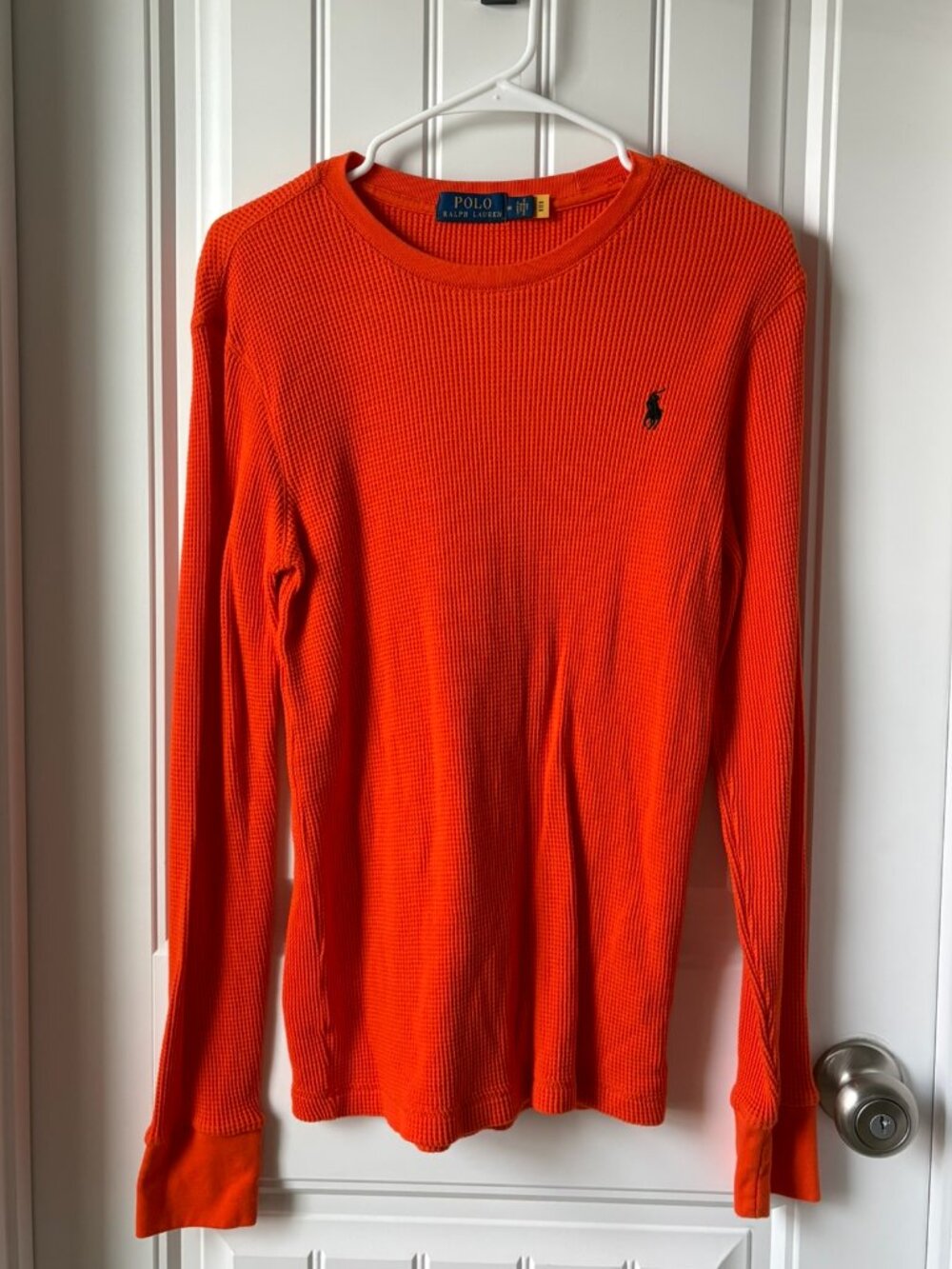 Polo Ralph Lauren Men's Orange Waffle Knit Thermal Long Sleeve Crewneck Size - M